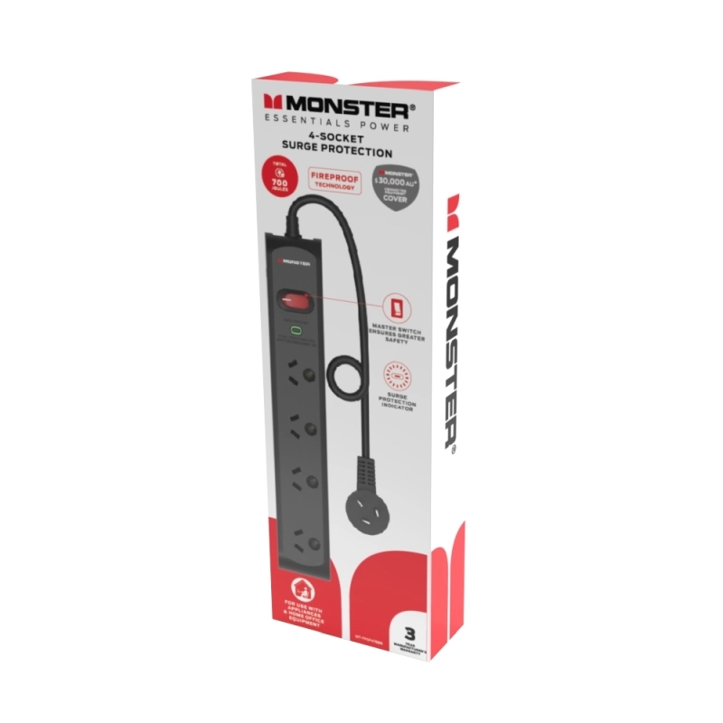 Monster 4-Port Surge Black