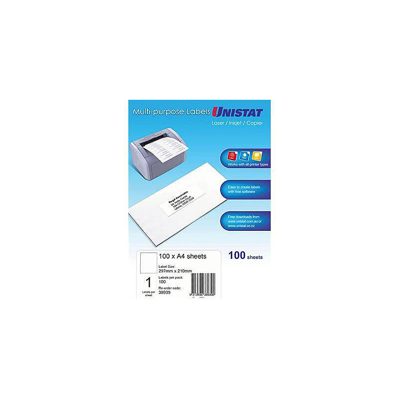 UNI LIP LBL 1UP 297X210 PK100