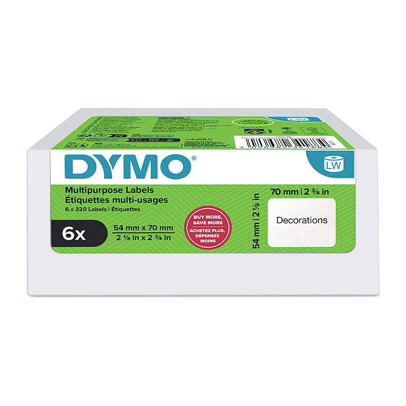 Dymo LW Multi Lbl 54x70mm Pk6