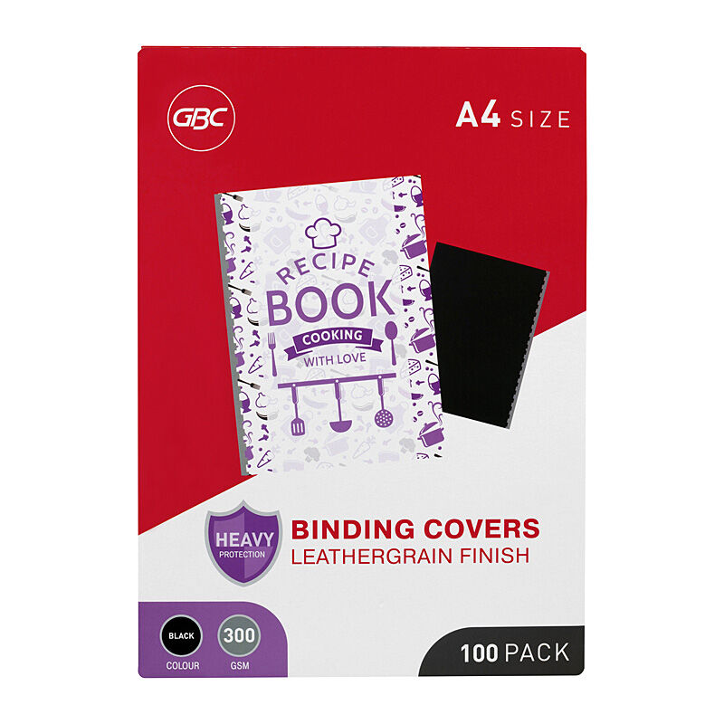 GBC BindCov L/grn A4 Blk Pk100