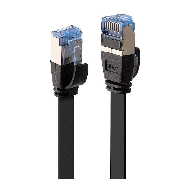 LINDY 3m CAT.6A U/FTP Flat Gigabit Network Cable – Black