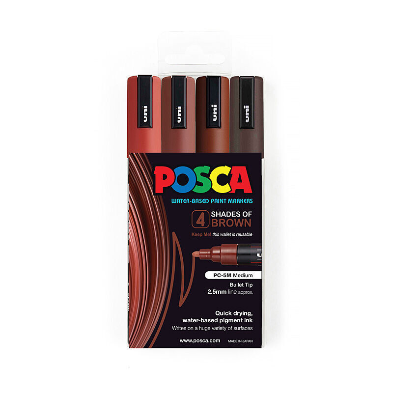 Posca PC-5M Med Blt Browns Pk4