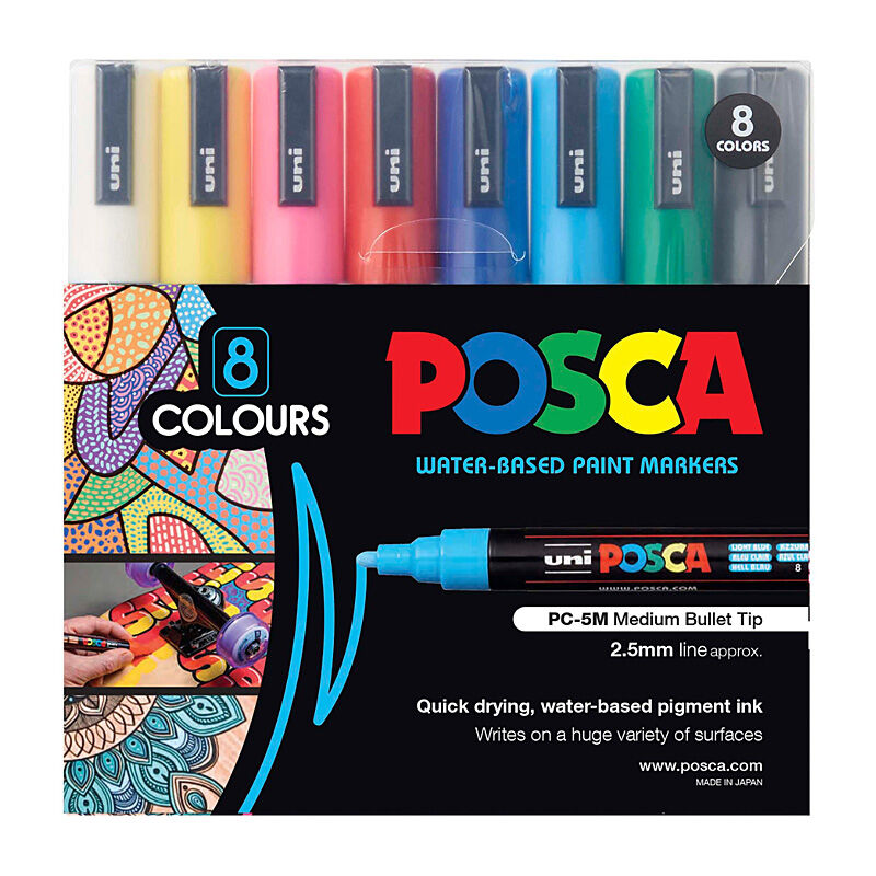 Posca PC-5M Med Blt Asst Pk8
