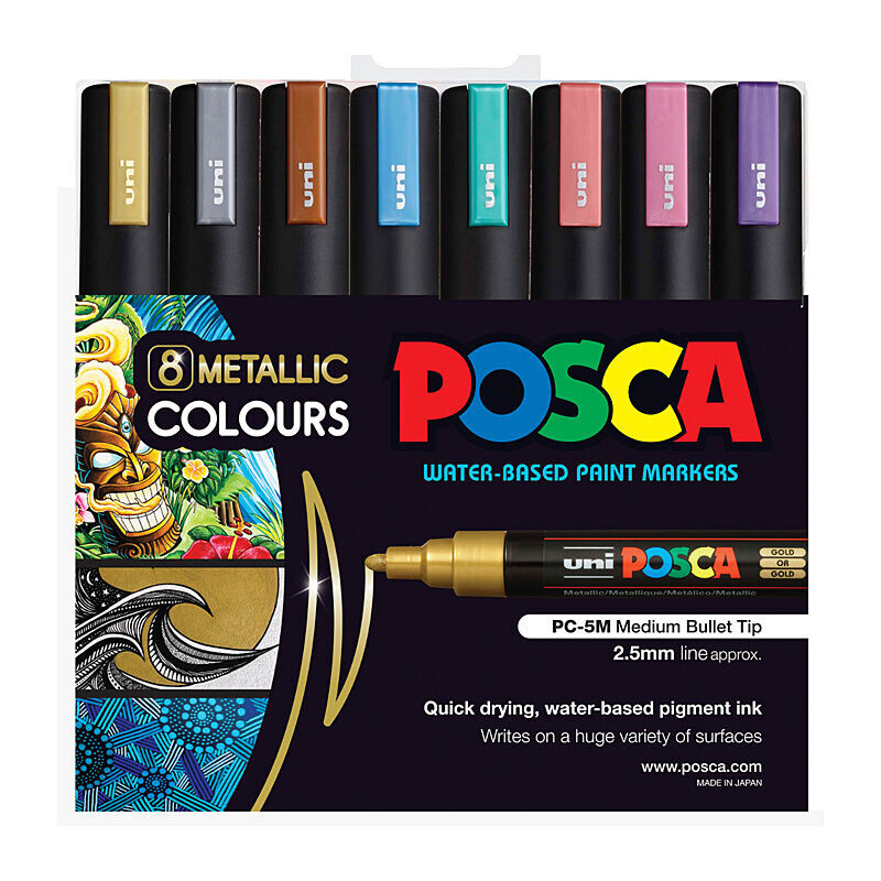 Posca PC-5M Med Blt Metalc Pk8