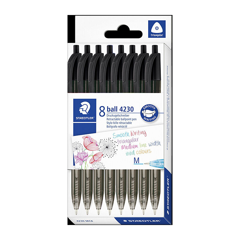 STAED 4230 RETR PEN MED BLK8PK