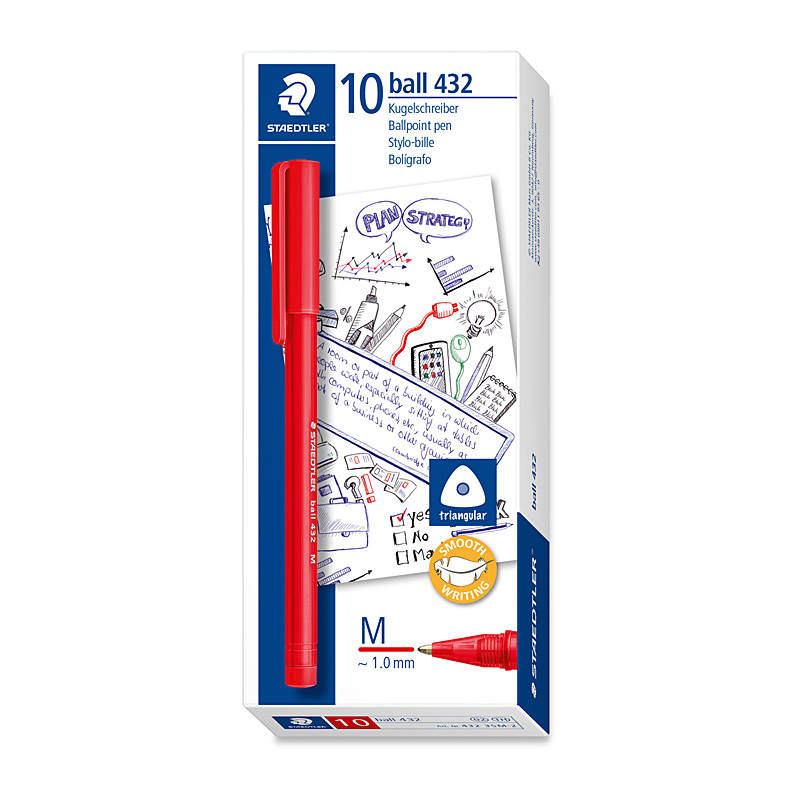 Staed Ballpoint 432 M Red Bx10